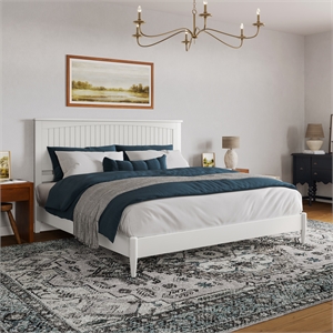 Naples King Wood Low Profile Platform Bed in White