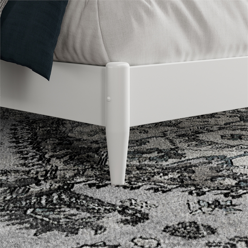 Naples King Wood Low Profile Platform Bed in White