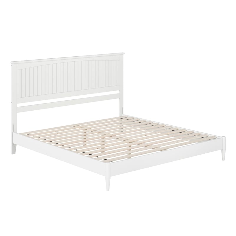 Naples King Wood Low Profile Platform Bed in White