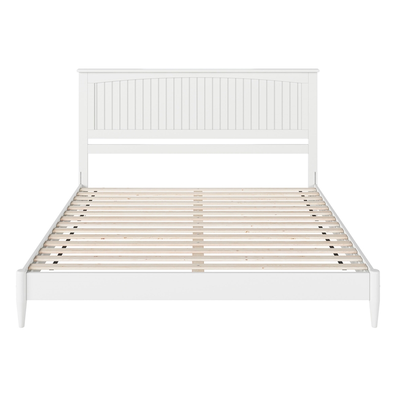 Naples King Wood Low Profile Platform Bed in White