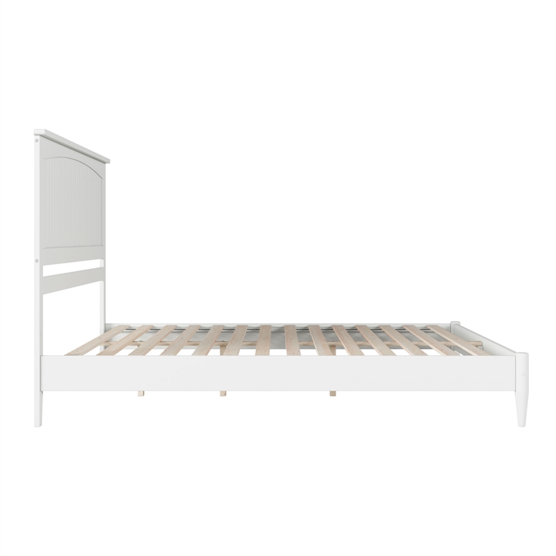Naples King Wood Low Profile Platform Bed in White