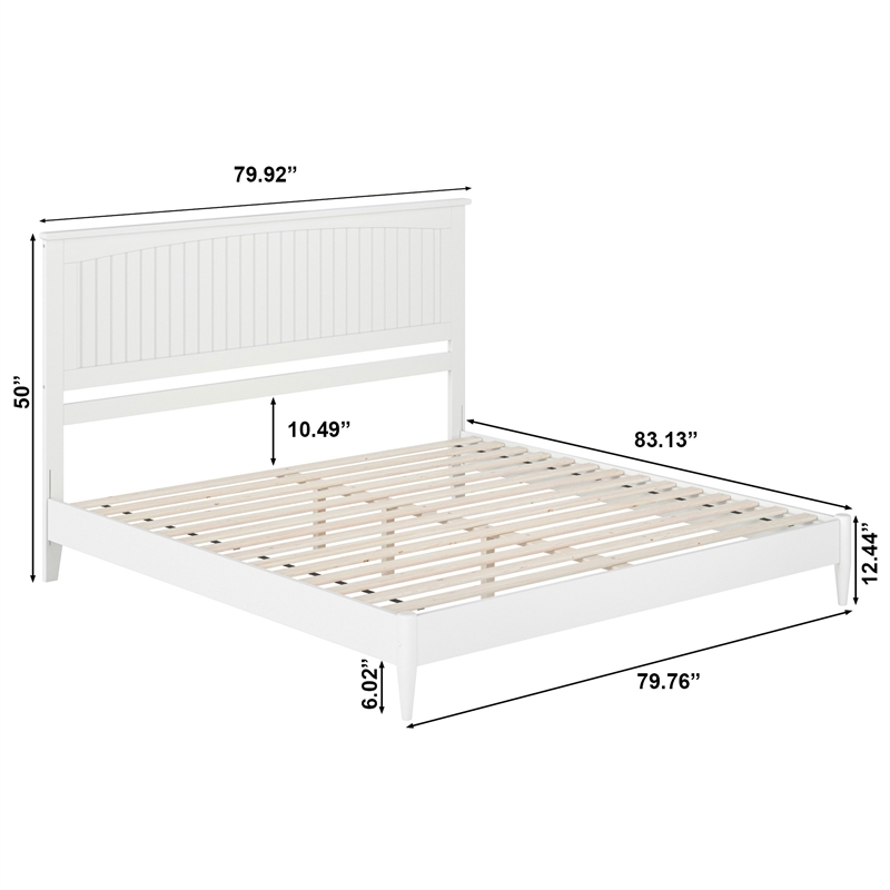 Naples King Wood Low Profile Platform Bed in White
