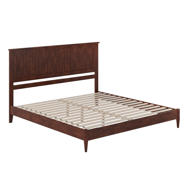 Naples King Wood Low Profile Platform Bed in Walnut