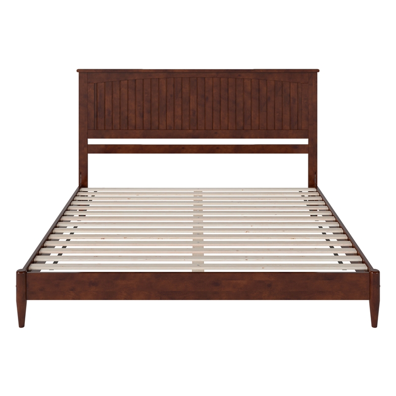 Naples King Wood Low Profile Platform Bed in Walnut
