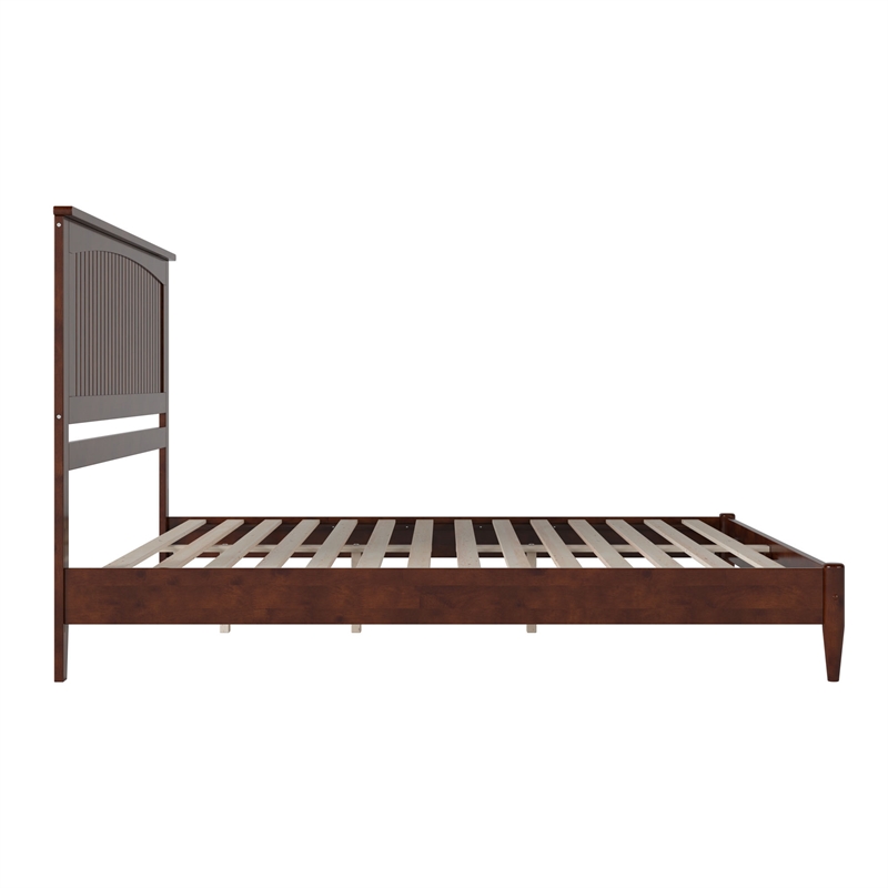 Naples King Wood Low Profile Platform Bed in Walnut