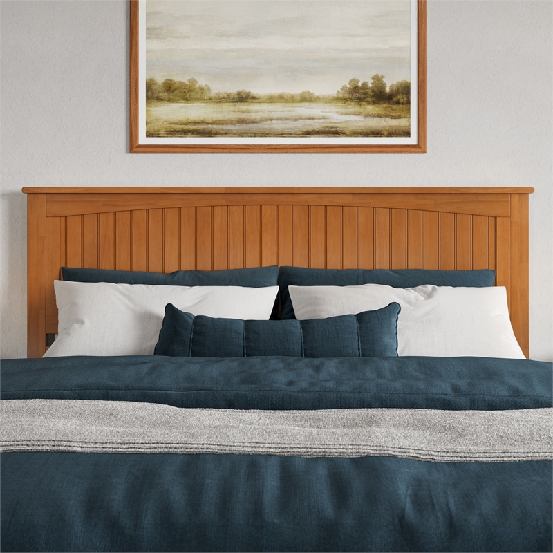 Naples King Wood Low Profile Platform Bed in Light Toffee