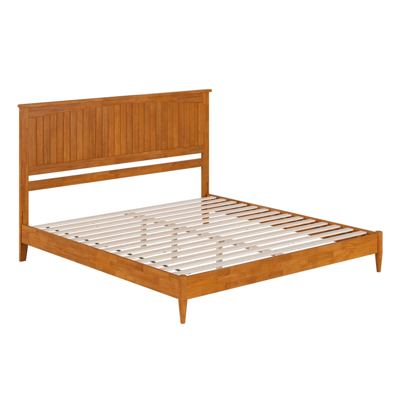 Naples King Wood Low Profile Platform Bed in Light Toffee