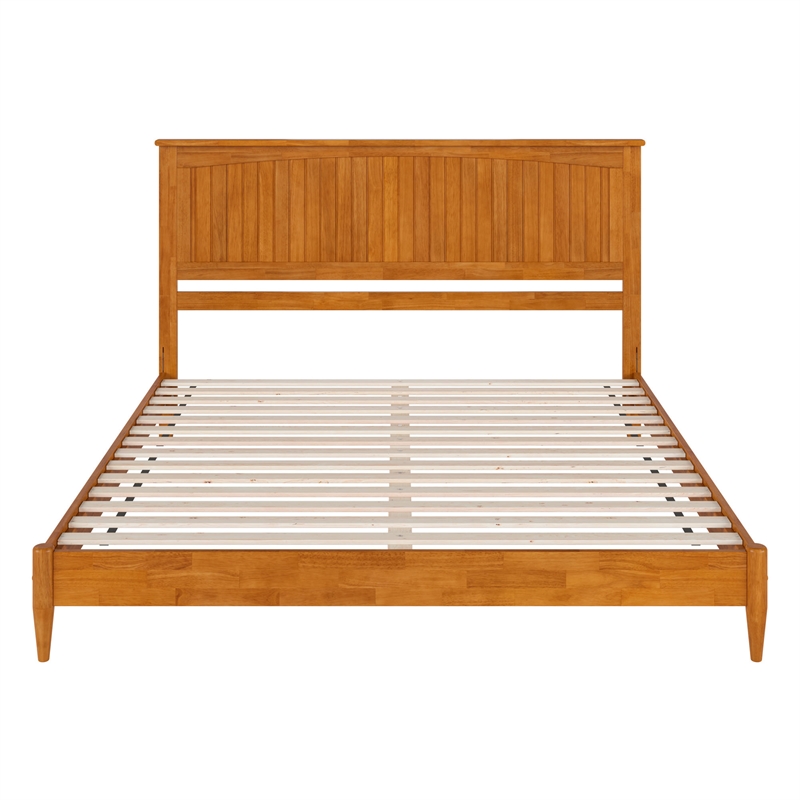 Naples King Wood Low Profile Platform Bed in Light Toffee