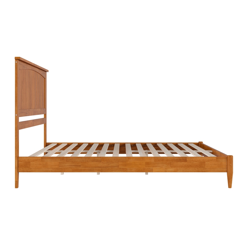 Naples King Wood Low Profile Platform Bed in Light Toffee