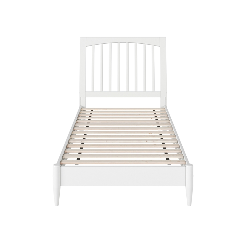 Orleans Twin XL Solid Wood Low Profile Sleigh Platform Bed in White