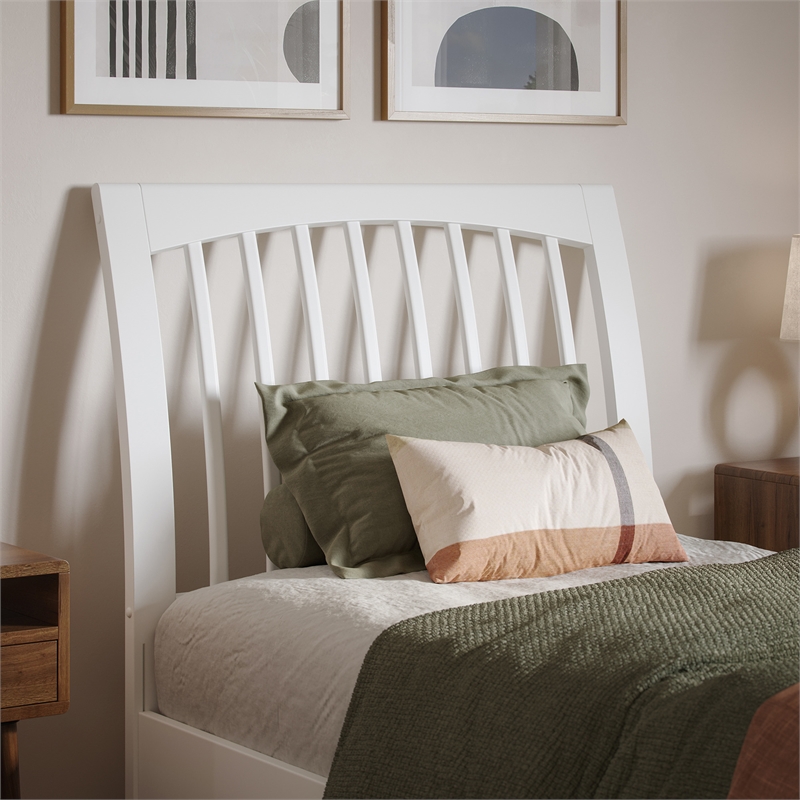 Orleans Twin XL Solid Wood Low Profile Sleigh Platform Bed in White
