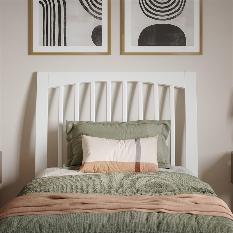 Orleans Twin XL Solid Wood Low Profile Sleigh Platform Bed in White