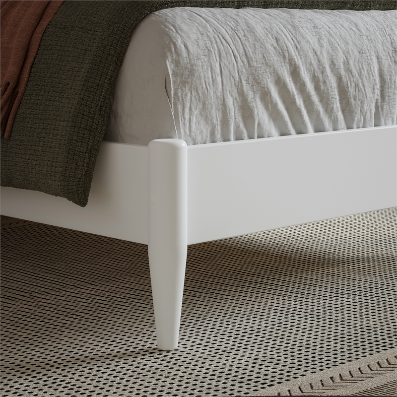 Orleans Twin XL Solid Wood Low Profile Sleigh Platform Bed in White