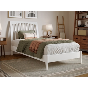 orleans twin xl solid wood low profile sleigh platform bed in white