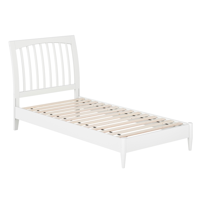 Orleans Twin XL Solid Wood Low Profile Sleigh Platform Bed in White
