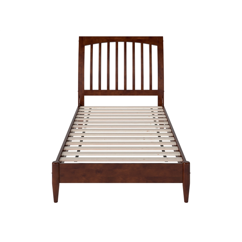 AFI Orleans Twin XL Solid Wood Low Profile Sleigh Platform Bed in Walnut
