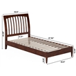 AFI Orleans Twin XL Solid Wood Low Profile Sleigh Platform Bed in Walnut
