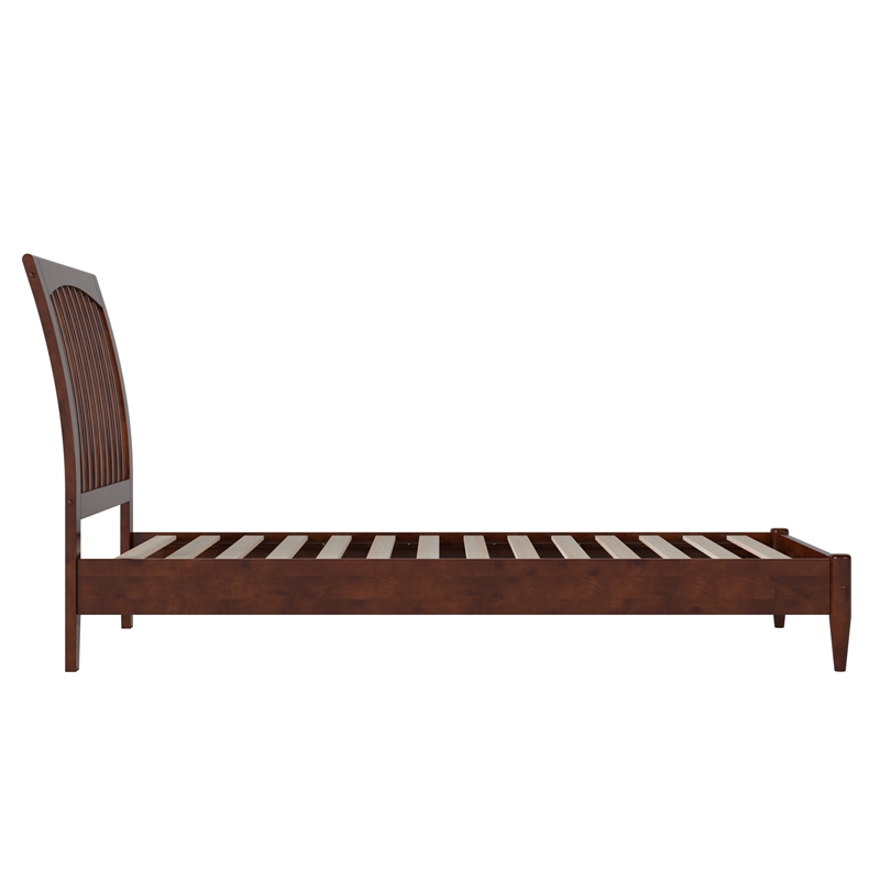 AFI Orleans Twin XL Solid Wood Low Profile Sleigh Platform Bed in Walnut