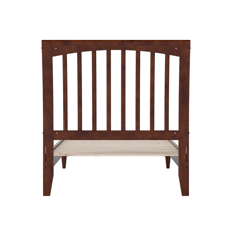 AFI Orleans Twin XL Solid Wood Low Profile Sleigh Platform Bed in Walnut