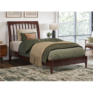 afi orleans twin xl solid wood low profile sleigh platform bed in walnut
