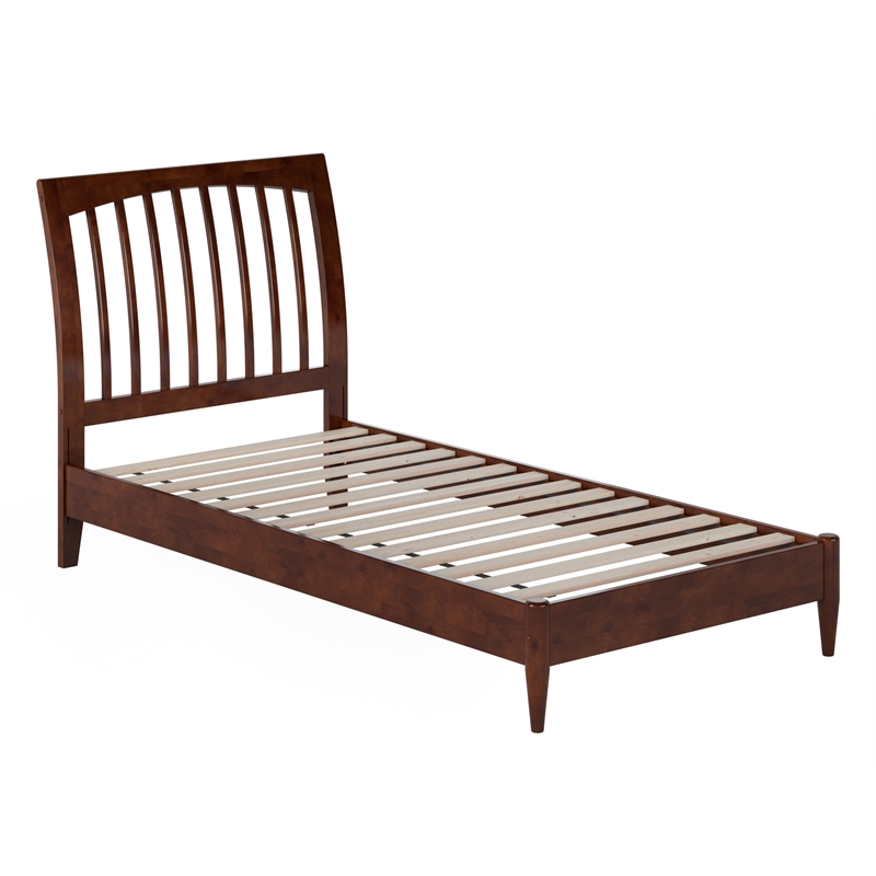 AFI Orleans Twin XL Solid Wood Low Profile Sleigh Platform Bed in Walnut