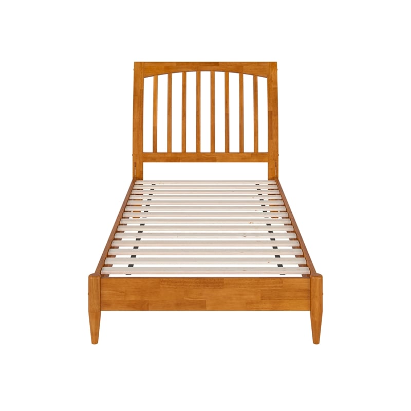 AFI Orleans Twin XL Solid Wood Low Profile Sleigh Platform Bed in Light Toffee