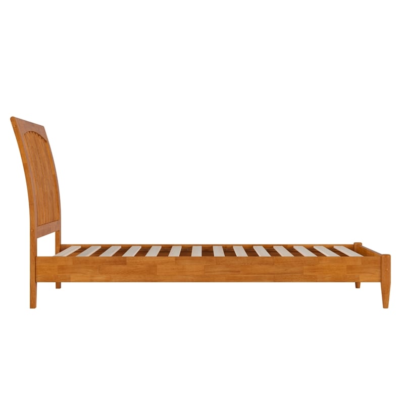 AFI Orleans Twin XL Solid Wood Low Profile Sleigh Platform Bed in Light Toffee
