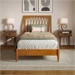AFI Orleans Twin XL Solid Wood Low Profile Sleigh Platform Bed in Light Toffee