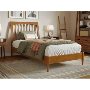 afi orleans twin xl solid wood low profile sleigh platform bed in light toffee