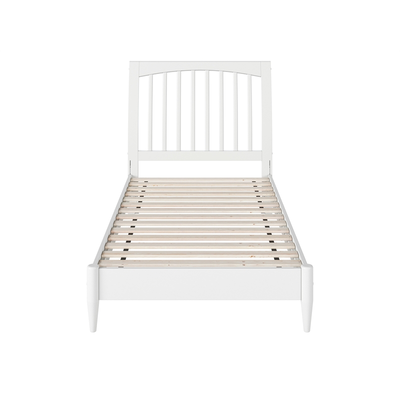 Orleans Twin Solid Wood Low Profile Sleigh Platform Bed in White