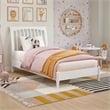 Orleans Twin Solid Wood Low Profile Sleigh Platform Bed in White