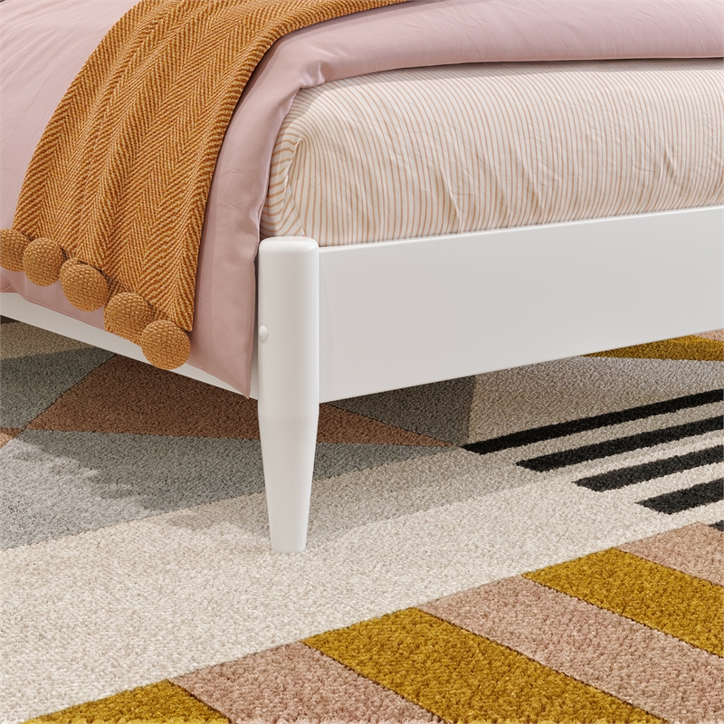 Orleans Twin Solid Wood Low Profile Sleigh Platform Bed in White