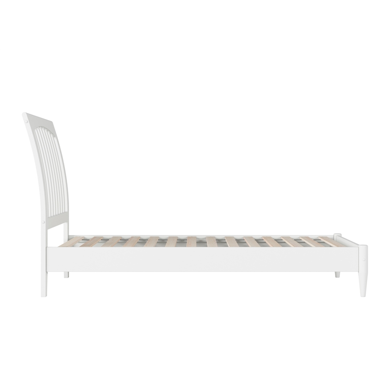 Orleans Twin Solid Wood Low Profile Sleigh Platform Bed in White