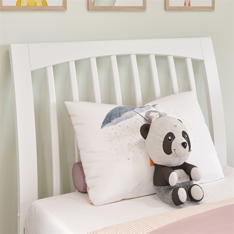 Orleans Twin Solid Wood Low Profile Sleigh Platform Bed in White