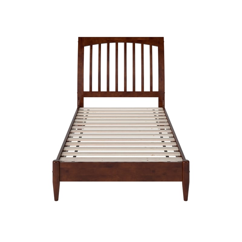 Orleans Twin Solid Wood Low Profile Sleigh Platform Bed in Walnut