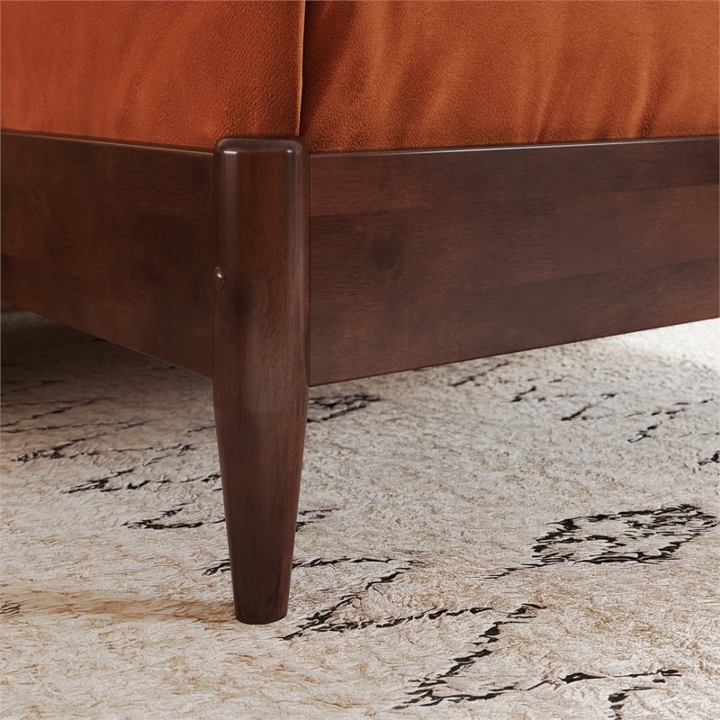 Orleans Twin Solid Wood Low Profile Sleigh Platform Bed in Walnut