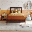 Orleans Twin Solid Wood Low Profile Sleigh Platform Bed in Walnut
