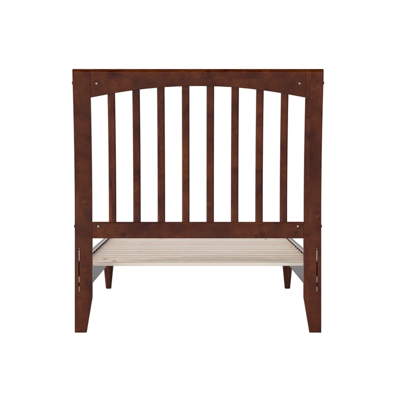 Orleans Twin Solid Wood Low Profile Sleigh Platform Bed in Walnut