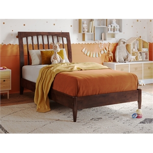 orleans twin solid wood low profile sleigh platform bed in walnut