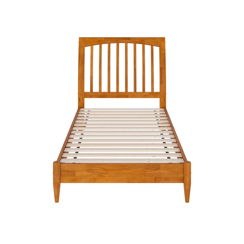 AFI Orleans Twin Solid Wood Low Profile Sleigh Platform Bed in Light Toffee