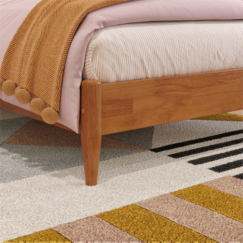 AFI Orleans Twin Solid Wood Low Profile Sleigh Platform Bed in Light Toffee