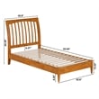 AFI Orleans Twin Solid Wood Low Profile Sleigh Platform Bed in Light Toffee