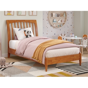 afi orleans twin solid wood low profile sleigh platform bed in light toffee