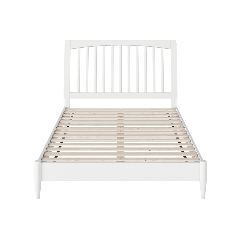 AFI Orleans Full Solid Wood Low Profile Sleigh Platform Bed in White