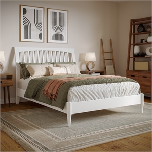 afi orleans full solid wood low profile sleigh platform bed in white