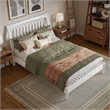 AFI Orleans Full Solid Wood Low Profile Sleigh Platform Bed in White