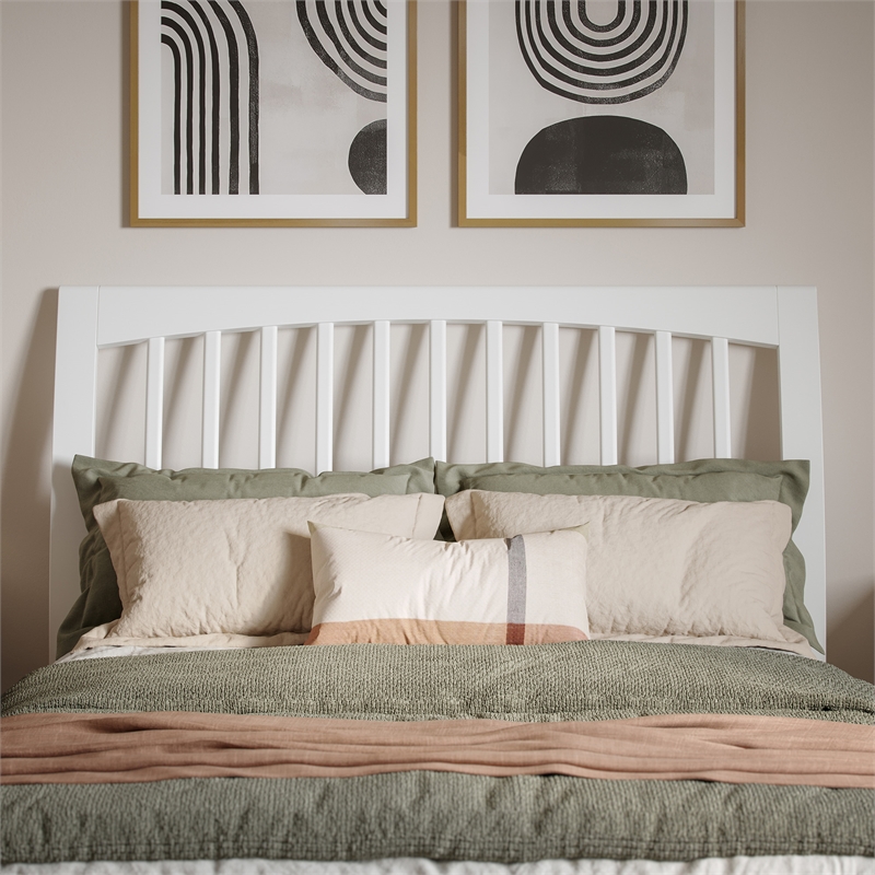 AFI Orleans Full Solid Wood Low Profile Sleigh Platform Bed in White