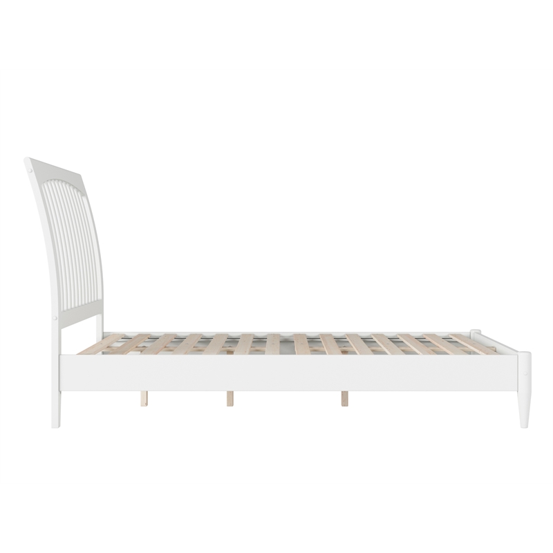 AFI Orleans Full Solid Wood Low Profile Sleigh Platform Bed in White