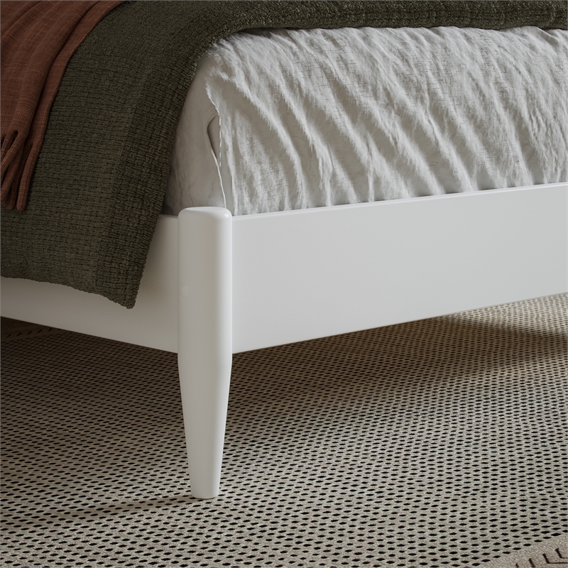 AFI Orleans Full Solid Wood Low Profile Sleigh Platform Bed in White