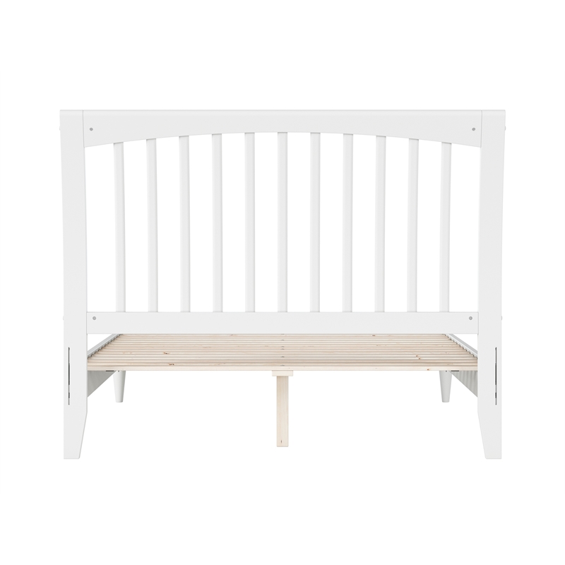 AFI Orleans Full Solid Wood Low Profile Sleigh Platform Bed in White